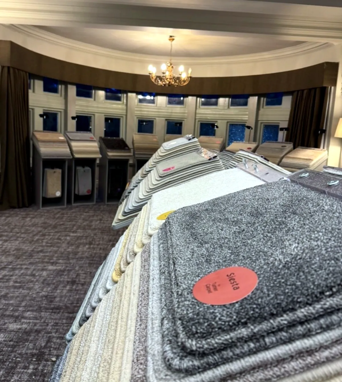 Tumer Carpet sample stands in the Harrogate Room, Majestic Hotel